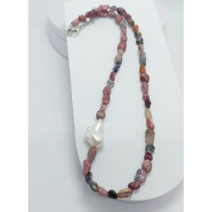 TURMALİN TAŞI / İNCİ KOLYE (Doğal Kesim)