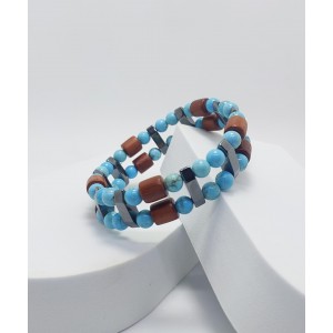ÇİFT SIRALI ERKEK BİLEKLİK / TURKUAZ 