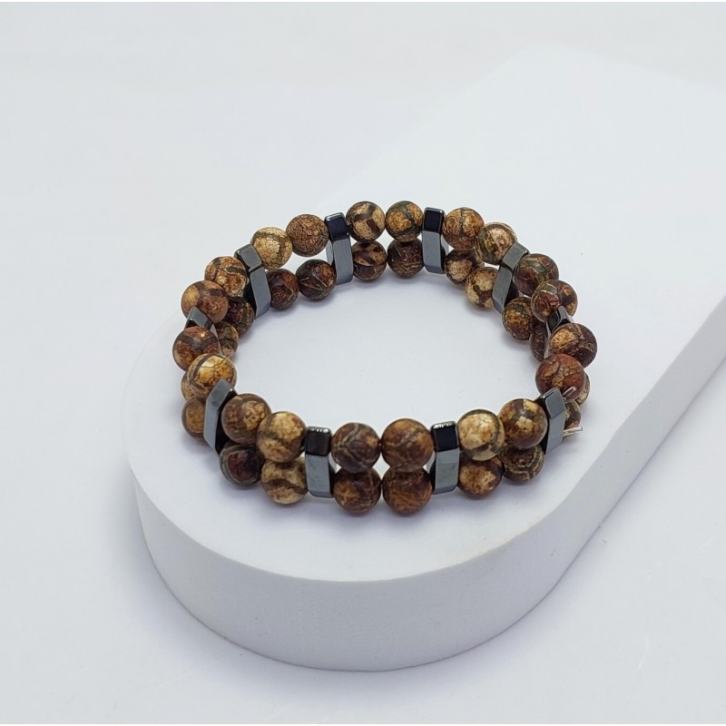 ÇİFT SIRALI ERKEK BİLEKLİK / TİBET AKİK 