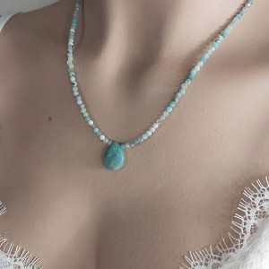 AMAZONİT TAŞI KOLYE (3mm Faset Kesim)