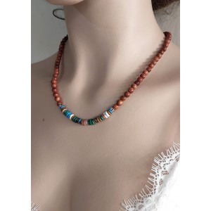 SANDAL AĞACI & SEDEF TASARIM KOLYE (6mm Küre Kesim Sandal Ağacı ve Rafıls Kesim Sedef)