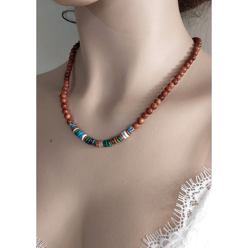 SANDAL AĞACI & SEDEF TASARIM KOLYE (6mm Küre Kesim Sandal Ağacı ve Rafıls Kesim Sedef)