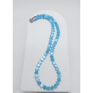 KEDİ GÖZÜ TAŞI KOLYE (Yıldız Kesim - Mavi)