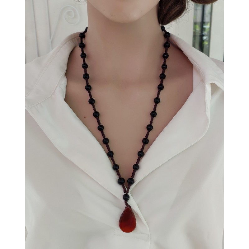 AKİK / ONİKS DÜĞÜM BOHEM KOLYE (Damla Akik) AKİK / ONİKS DÜĞÜM BOHEM KOLYE (Damla Akik)