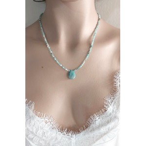 AMAZONİT TAŞI KOLYE (3mm Faset Kesim)