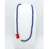 LAPİS LAZULİ - MERCAN - İNCİ DETAYLI TASARIM KOLYE (Arpa Kesim)