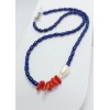 Lapis Lazuli - Mercan - İnci Tasarım Kolye (Arpa Kesim)