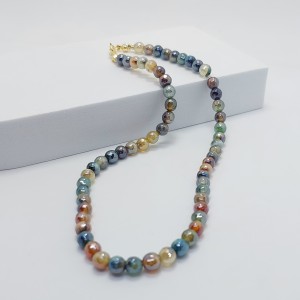 AKİK TAŞI KOLYE / AYNALI (6mm Faset Kesim)