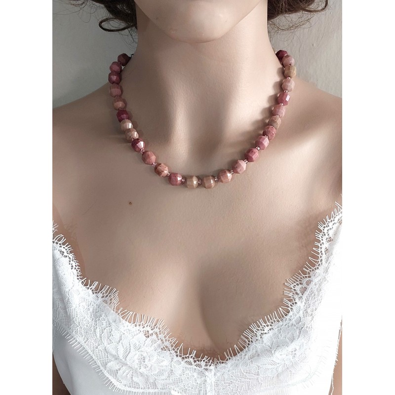 RODONİT TAŞI KOLYE (10mm Faset Kesim)