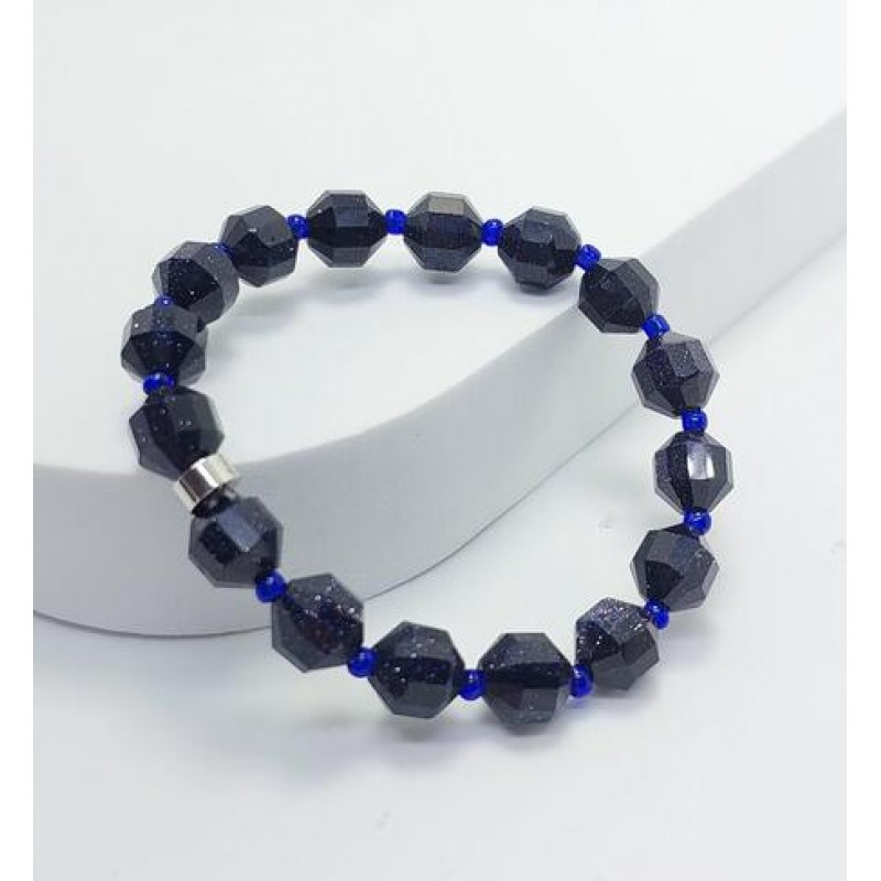 LACİVERT YILDIZ TAŞI BİLEKLİK (10mm Faset Kesim)