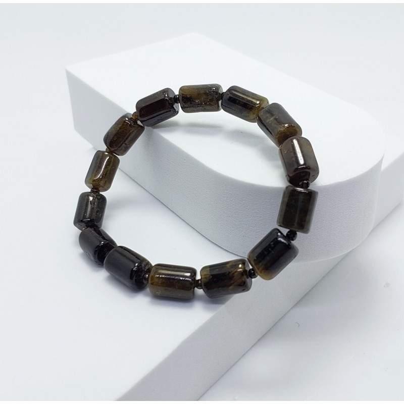 SİYAH TURMALİN TAŞI BİLEKLİK (AA+ Kalite - Silindir Kesim)