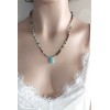 KRİZOPRAS & AMAZONİT TAŞI TASARIM KOLYE (3mm Faset Kesim)