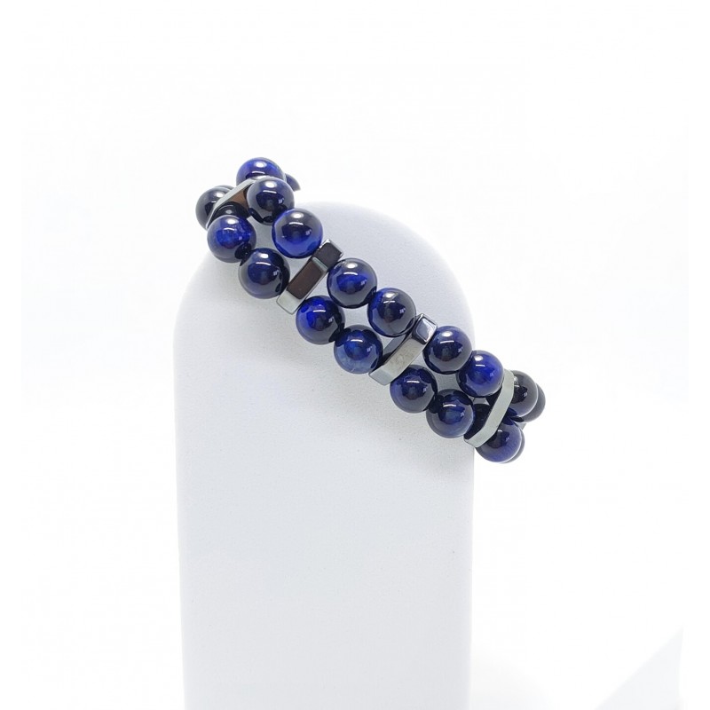 ÇİFT SIRALI ERKEK BİLEKLİK / MAVİ KAPLANGÖZÜ 