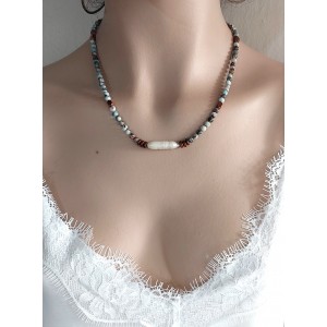 LARİMAR & İNCİ RUH EŞİ KOLYESİ (3mm Küre Kesim AA++ Kalite)