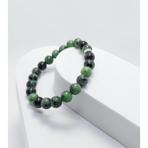 RUBY ZOİSİT (ANYOLİT) TAŞI BİLEKLİK (8mm Küre Kesim)