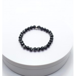 OBSİDYEN TAŞI BİLEKLİK (Apaçinin Gözyaşı - 6mm Küre Kesim)