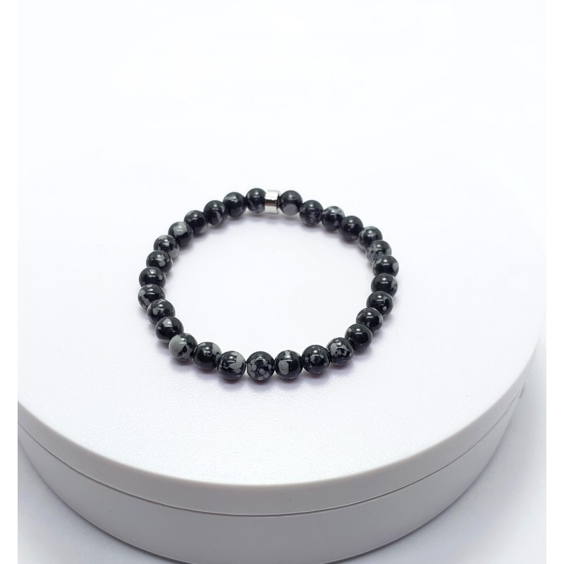 OBSİDYEN TAŞI BİLEKLİK (Apaçinin Gözyaşı - 6mm Küre Kesim)