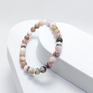 PEMBE OPAL TAŞI BİLEKLİK  (A+ Kalite 6mm Küre Kesim)