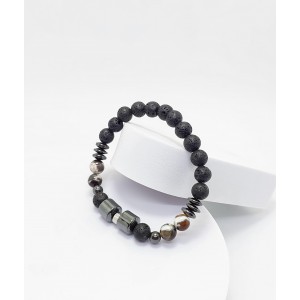 LAV & AKİK & HEMATİT TAŞI TASARIMLI ERKEK BİLEKLİK - M1 (8mm Küre Kesim)