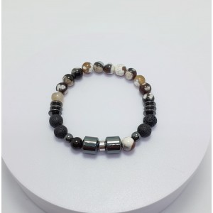 LAV & AKİK & HEMATİT TAŞI TASARIMLI ERKEK BİLEKLİK - M1 (8mm Küre Kesim)