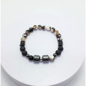 LAV & AKİK & HEMATİT TAŞI TASARIMLI ERKEK BİLEKLİK - M2 (8mm Küre Kesim)