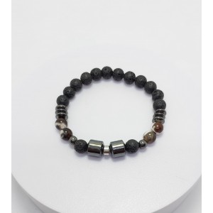 LAV & AKİK & HEMATİT TAŞI TASARIMLI ERKEK BİLEKLİK - M2 (8mm Küre Kesim)