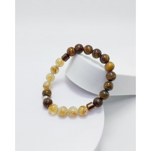 PARA / BEREKET BİLEKLİĞİ (8mm Küre Kesim - Kaplan Gözü+Sitrin)