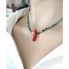YEŞİL JASPER & MERCAN KOLYE (Arpa Kesim)