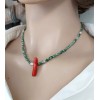 YEŞİL JASPER & MERCAN KOLYE (Arpa Kesim)
