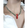 YEŞİL JASPER & MERCAN KOLYE (Arpa Kesim)