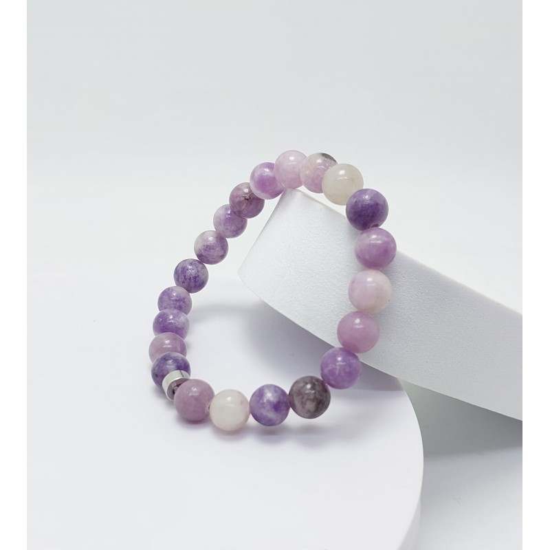 LEPİDOLİT MOR BİLEKLİK (A+ Kalite - 8mm Küre Kesim)
