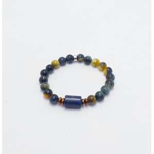 AKİK & LAPİS LAZULİ TASARIM BİLEKLİK (8mm Küre Kesim - Unisex)