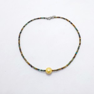AFRİKA TURKUAZ & DENİZ İNCİSİ KOLYE (3mm Faset Kesim)
