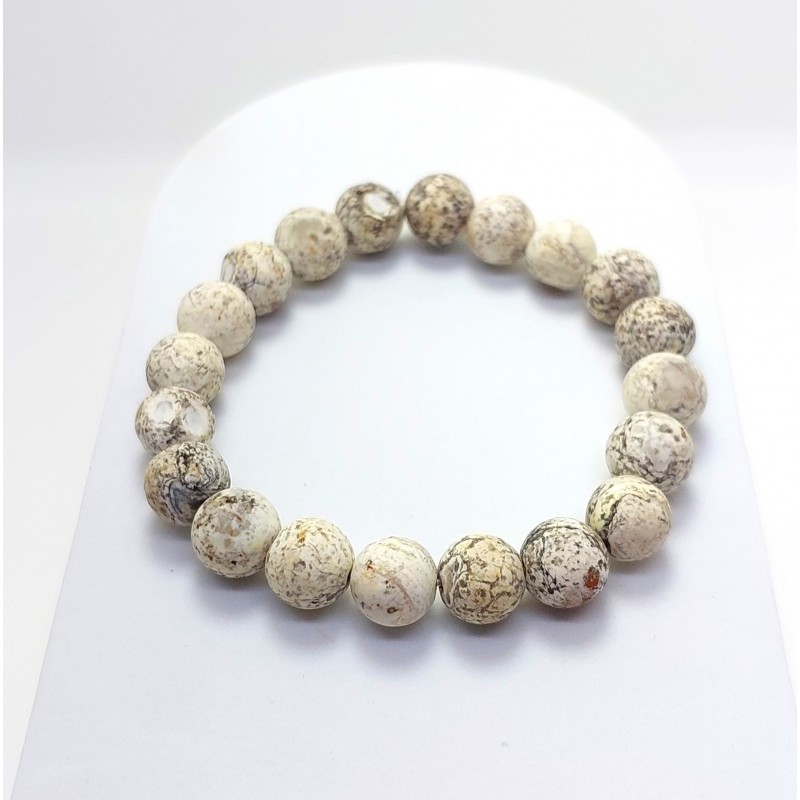 TİBET BEYAZ AKİK BİLEKLİK (10mm Küre Kesim)