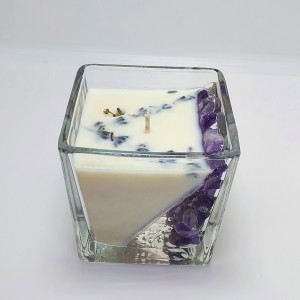 AMETİST TAŞLI SOYA MUM / 630 GR