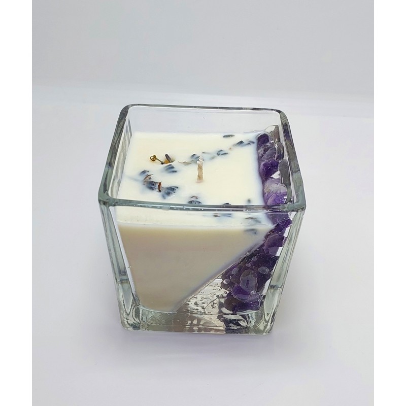 AMETİST TAŞLI SOYA MUM / 630 GR