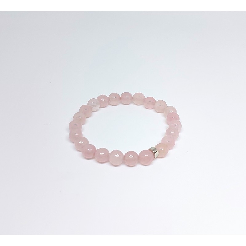 PEMBE KUVARS BİLEKLİK ( 6MM KÜRE KESİM )