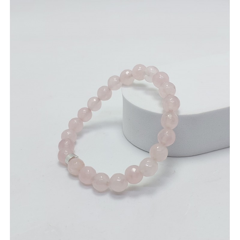 PEMBE KUVARS BİLEKLİK (8mm Küre Kesim)