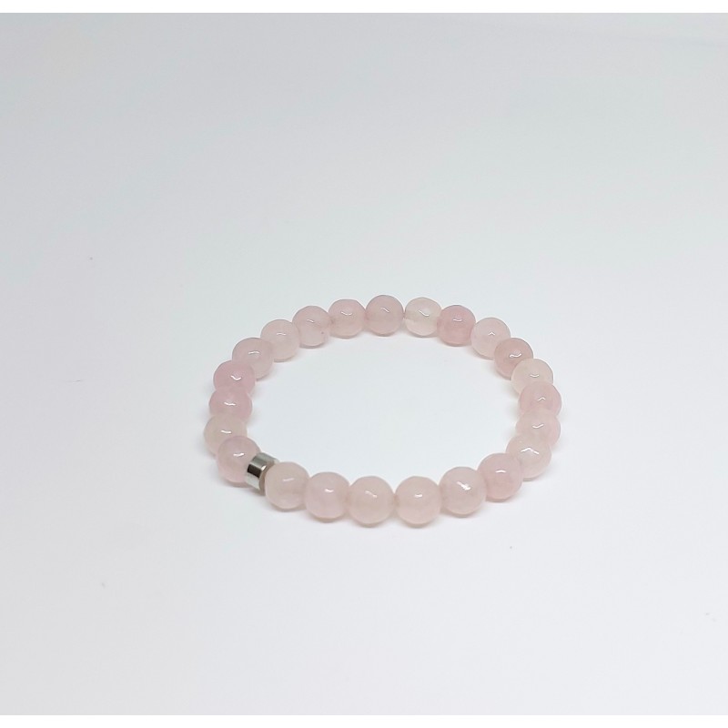 PEMBE KUVARS BİLEKLİK ( 8MM KÜRE KESİM )