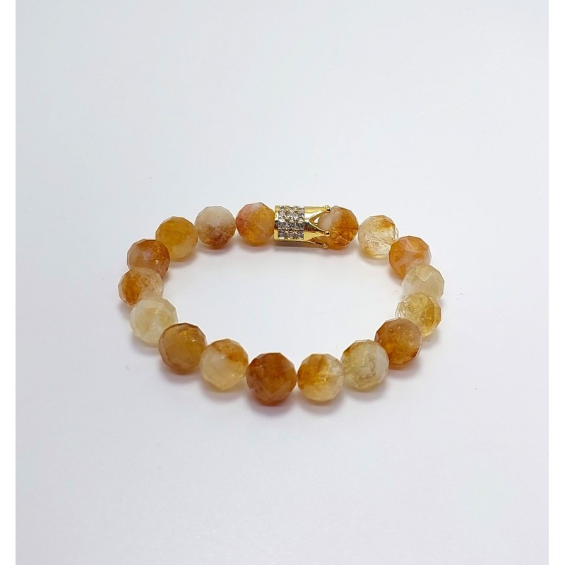 SİTRİN TAŞI BİLEKLİK (10mm Faset Kesim - Çelik Aparat)