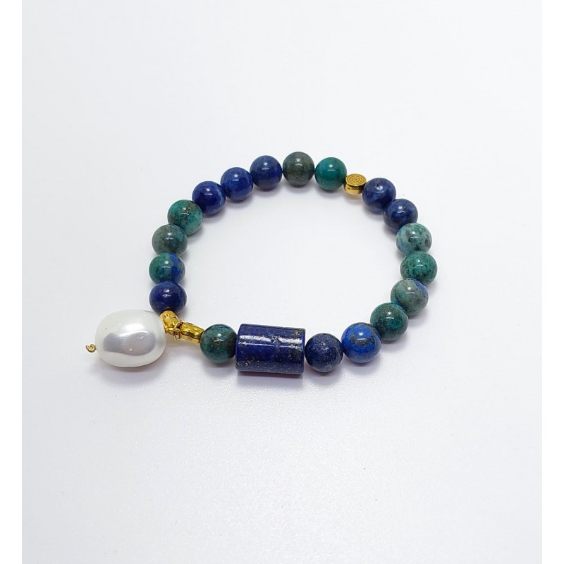 LAPİS LAZULİ - İNCİ TASARIM BİLEKLİK (8mm Lapis Lazuli & Tek İnci & Çelik Ara Aparat) LAPİS LAZULİ - İNCİ TASARIM BİLEKLİK (8mm Lapis Lazuli & Tek İnci & Çelik Ara Aparat)