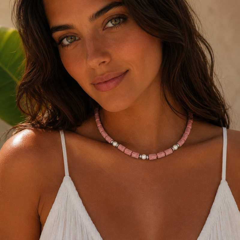 Lav - İnci Kolye - Pembe